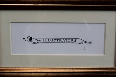 Lot 1778 - *Peter Cross (b. 1951) pen and ink - The Illustrators, initialled and dated 2017, in glazed gilt frame 
Provenance:  Chris Beetles Ltd, London