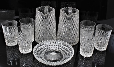Lot 155 - Good quality 19th century hobnail cut glassware, including two jugs, six tumblers and five dishes