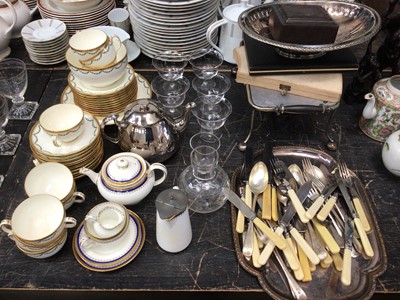 Lot 200 - Minton tea wares, together with a Devon Fieldings silver lustre teapot, a quantity of silver plate and glassware