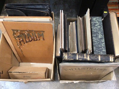 Lot 206 - Two boxes of ephemera, including postcards, photographs, stamps, scrap books, etc