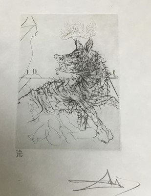 Lot 13 - Salvador Dali, drypoint etching, Richard III, signed and numbered 216/250, 17.3 x 12.5 cm