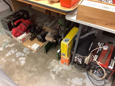 Lot 342 - Welding Transformer, Bosch Jigsaw, Black & Decker Sander, Belt sander and other tools