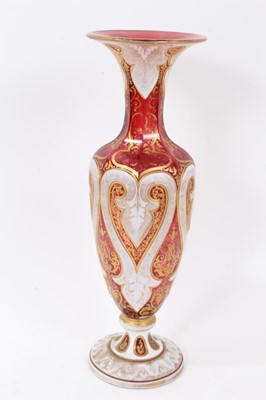 Lot 41 - Good quality 19th century ruby and gilded white overlay vase