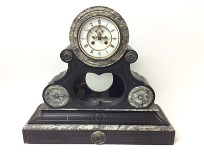 Lot 111 - Large 19th Century marble mantel clock with a visible escapement