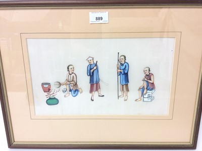 Lot 889 - Unusual set of twelve 19th century Chinese pictures on rice paper depicting execution and torture