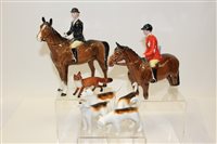 Lot 1035 - Beswick hunt group comprising Huntswoman,...