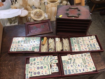 Lot 249 - Chinese bone and bamboo mahjong set in fitted case