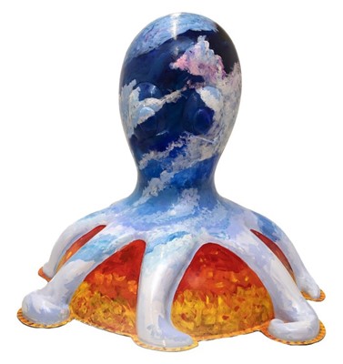 Lot 4 - Sky Van Der Sea by Angenita Hardy-Teekens and Jonathan Hardy – Sky and cloud design with red/orange base