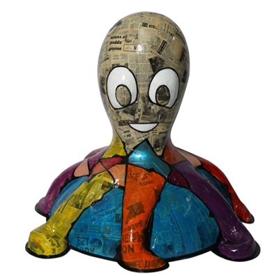 Lot 8 - Octo-Quest by MrASingh – Newsprint design with geometric shapes and bold colour