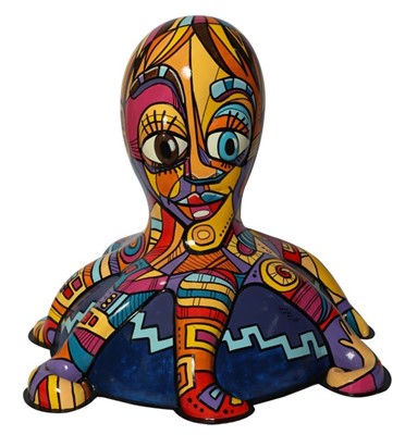 Lot 14 - Picass-o-pus by Jenny Leonard – Cubist-inspired design with bold colours and large shapes
