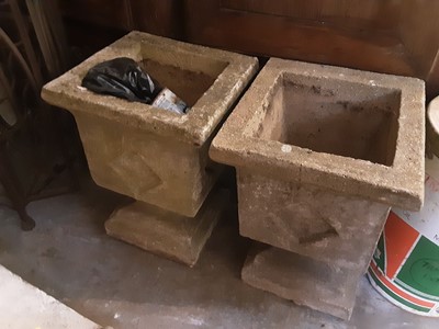 Lot 1107 - Pair of concrete garden planters, 49cm high, 34cm wide