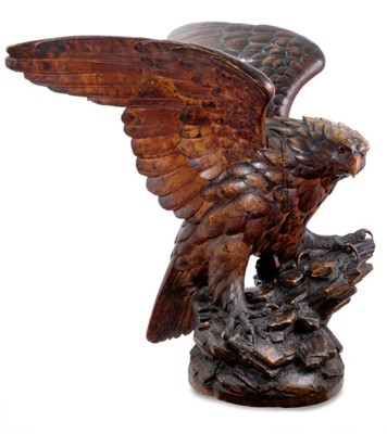 Lot 831 - Exceptional late 19th / early 20th century Black Forest carved  lindenwood figure of an eagle