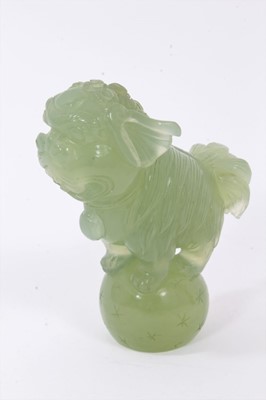 Lot 836 - Chinese carved green jade dog of foo