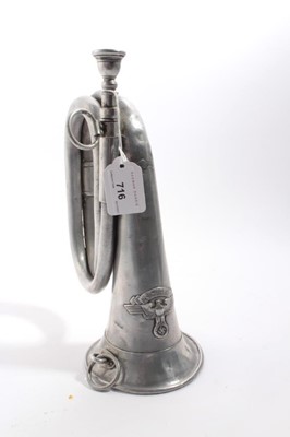 Lot 716 - 1930's Nazi N.S.K.K. Aluminium bugle, with badge and stamped 47 / 38 RZM