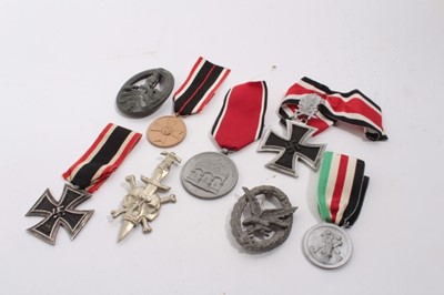 Lot 722 - Collection of replica Second World War Nazi badges and decorations to include Iron Cross (second class) and Anti Partisan War badge