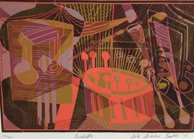 Lot 172 - Dale Devereux Barker (b. 1962), monoprint,  Parradiddle, signed titled and dated, image 18 x 27cm, together group of prints by various local artists. (8)