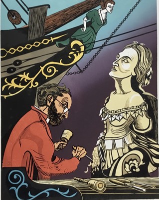 Lot 177 - Penny Berry Paterson (1941-2021) colour linocut print, Neptune's Rib, signed and numbered 8/30, 46 x 35cm