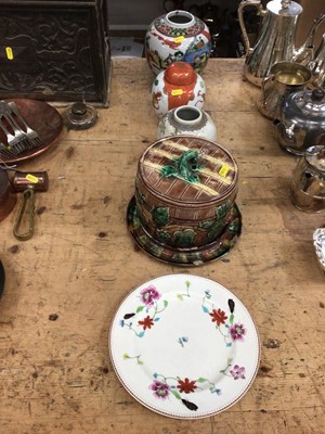 Lot 71 - Three Chinese ginger jars, majolica cheese dome