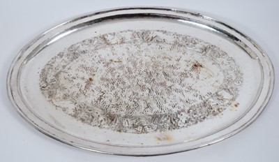 Lot 857 - Rare silver plated copper tray by W H Masson of Keswick