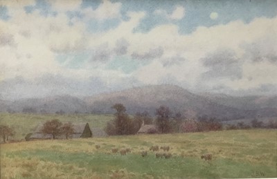 Lot 19 - John Barlow Wood (1862-1949) watercolour - Summer landscape, and another by the same hand and a print (3)