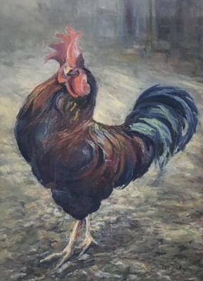 Lot 31 - P. M. Pretty (late 20th century) pastel - Lord of the Farmyard, three other various pictures