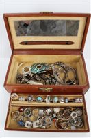 Lot 3296 - Jewellery box containing quantity of silver...