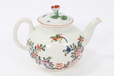 Lot 45 - An early Worcester teapot, circa 1754-55, polychrome painted in the Chinese style, with non-matching cover, 12cm high