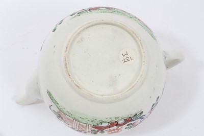 Lot 45 - An early Worcester teapot, circa 1754-55, polychrome painted in the Chinese style, with non-matching cover, 12cm high