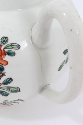 Lot 45 - An early Worcester teapot, circa 1754-55, polychrome painted in the Chinese style, with non-matching cover, 12cm high