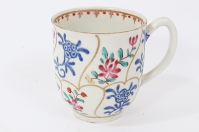 Lot 78 - Worcester coffee cup, circa 1770, painted with a variant of the Queen's pattern, 6.25cm high