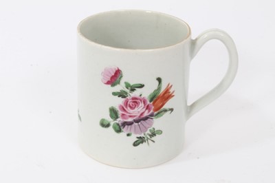 Lot 79 - Worcester small mug or coffee can, circa 1770, polychrome painted with floral sprays, 6.5cm high