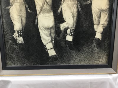 Lot 1088 - Reginald Brill ink and watercolour - Morris Dancers, signed, in glazed frame