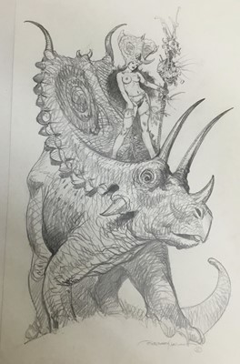 Lot 8 - Comic Book interest: Esteban Moroto (b. 1942), pencil, fantastical sketch