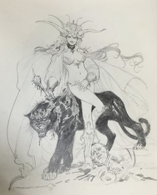 Lot 9 - Comic Book interest: Estaban Moroto (b. 1942), pencil, series of three fantastical sketchEd