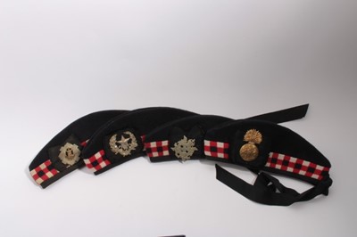 Lot 745 - Cameronians (Scottish Rifles) Glengarry cap together with another Royal Scots Glengarry cap and two other Glengarry caps (4)
