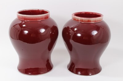 Lot 138 - Pair of Chinese baluster flambé vases