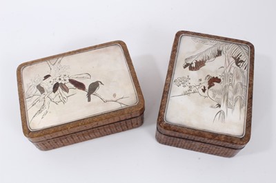 Lot 707 - Pair of late 19th century Japanese mixed metal and straw work boxes