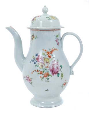 Lot 163 - Liverpool coffee pot and cover, circa 1770, probably Philip Christian's Factory. Provenance; Roderick Jellicoe 1993 Liverpool Exhibition