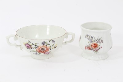 Lot 158 - A Chelsea small pot, circa 1755, and a Derby two handled cup