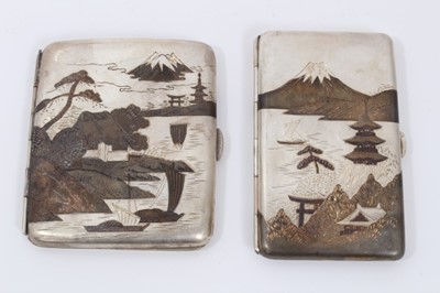 Lot 709 - Two 1930s Japanese sterling silver and mixed metal cigarette cases