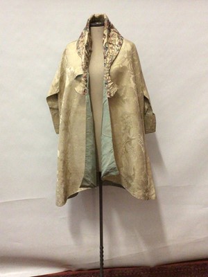 Lot 2050 - 19th century Chinese cream silk damask robe with embroidered collar