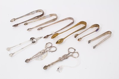 Lot 736 - Good collection of silver and other sugar nips, 18th century and later