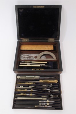 Lot 786 - Early 20th century draughtsmans instrument set in brass mounted box