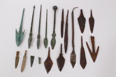 Lot 800 - Collection of bronze arrows and spear points, Roman and later (14)