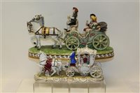 Lot 1087 - Two small Dresden porcelain Stage Coaches -...