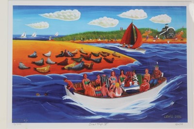 Lot 33 - Brian Lewis (b.1947) signed limited edition print - Seal Trip V, 13/500, 29cm x 42cm, mounted