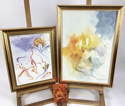 Lot 25 - Jane Mackay and Lesley Fotherby, three pictures - contemporary oil and acrylic on canvas - Royal Emblems, 2012, 13cm x 10cm