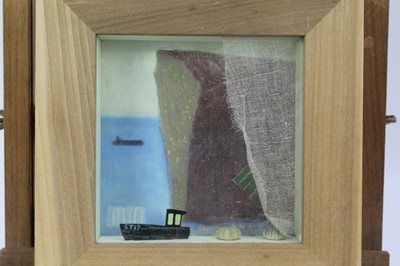Lot 1898 - Caroline McAdam Clark (b.1947) mixed media - "Behind the Nets", signed, 14cm square, in glazed frame