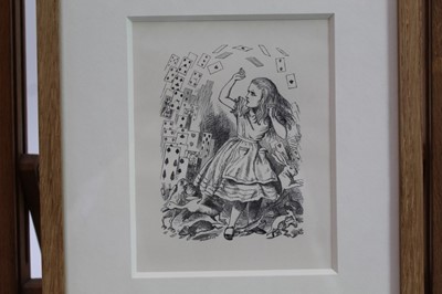 Lot 1712 - Sir John Tenniel (1820 - 1914), pair of limited edition wood engravings - Alice's Adventures in Wonderland and Through the Looking-Glass, 214/250, 14.5cm x 11.5cm and 10.5cm x 10cm, in glazed frame...