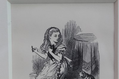 Lot 1712 - Sir John Tenniel (1820 - 1914), pair of limited edition wood engravings - Alice's Adventures in Wonderland and Through the Looking-Glass, 214/250, 14.5cm x 11.5cm and 10.5cm x 10cm, in glazed frame...
